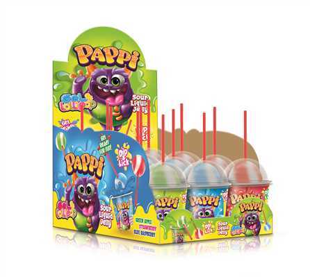 Product2074Image-1.jpg PAPPI SOUR DIPPER LIQUID GEL LOLLIPOP CANDY 45 GR X 12 X 6 330030 - Image 1