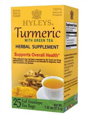 Product2394Image-1.jpg HYLEYS GREEN TEA WITH TURMERIC X 12 390010 - Image 1