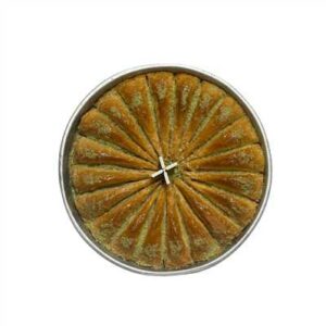ANTEPZADE BAKLAVA TRIANGLE DOUBLE PISTACHIOS ROUND TRAY 2000 GR 490063