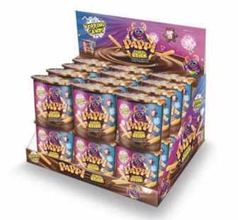 Product3901Image-1.jpg PAPPI STICK HAZELNUT CREAM POPPING CANDY (55 GR X 24) 330036B - Image 1
