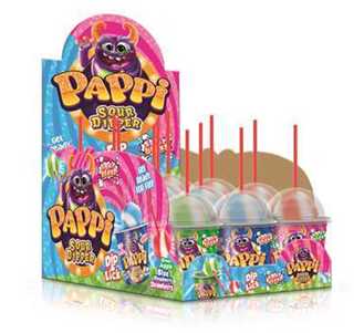 Product3904Image-1.jpg PAPPI SOUR DIPPER LOLLIPOP CANDY 39 GR X 12 330028A - Image 1