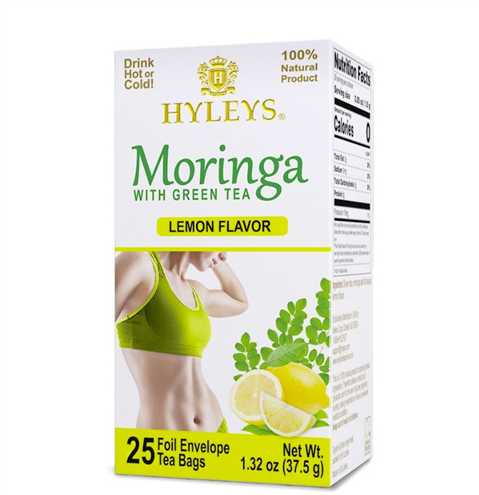 Product4184Image-1.jpg HYLEYS MORINGA WITH GREEN TEA LEMON 25 X 12 390040 - Image 1