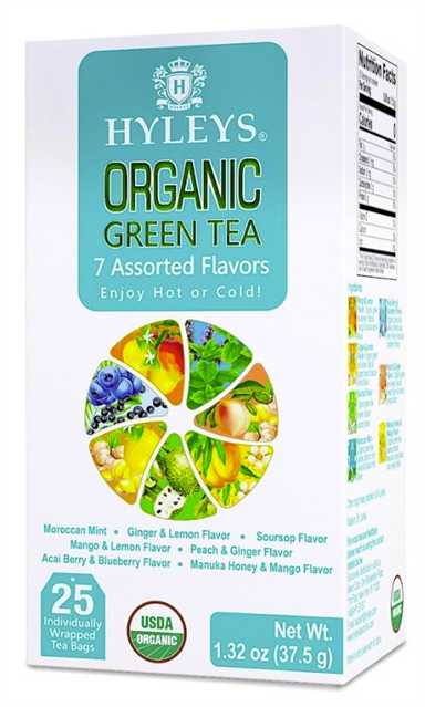 Product4185Image-1.jpg HYLEYS ORGANIC GREEN TEA SEVEN ASSORTED 25 X 12 390041 - Image 1